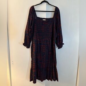 The Pioneer Woman Navy and Red Long Sleeve Dress size 2x new nwt